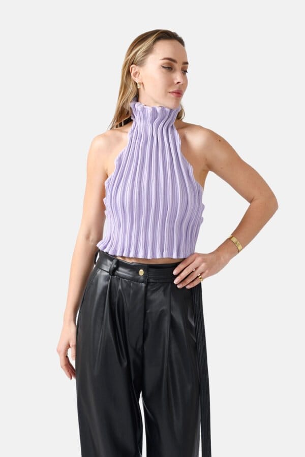 Reishi – Rib Knit Halter Top Lilac
