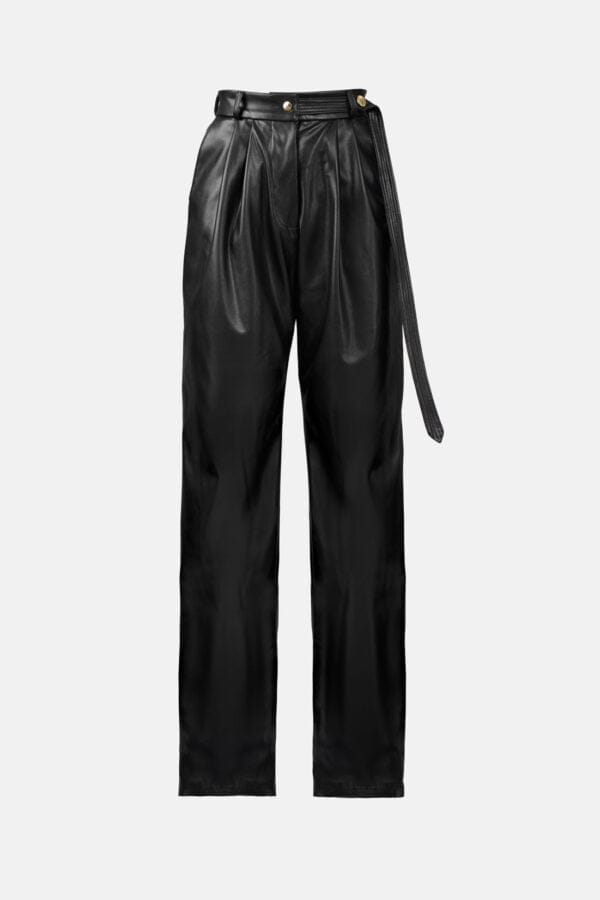 Bassline – Vegan Leather Straight-leg Pants Black