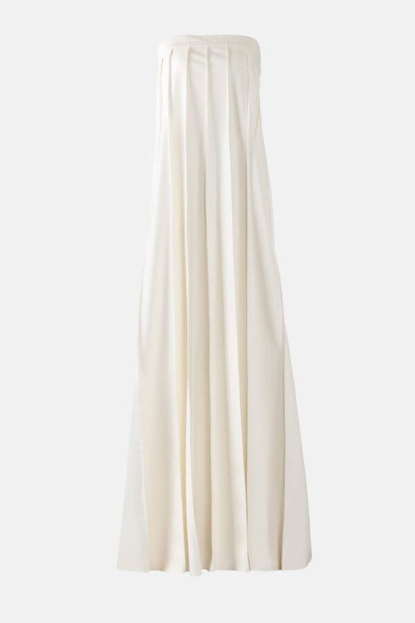 Desire – White Strapless Pleated Maxi Dress, Vegan Leather