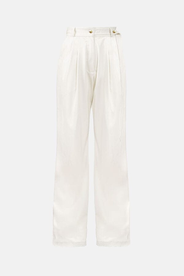 Bassline – Vegan Leather Straight-leg Pants White