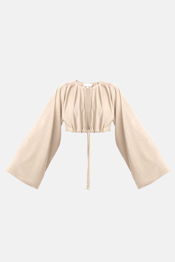 Serenity – Oversized Cropped Cardigan Beige