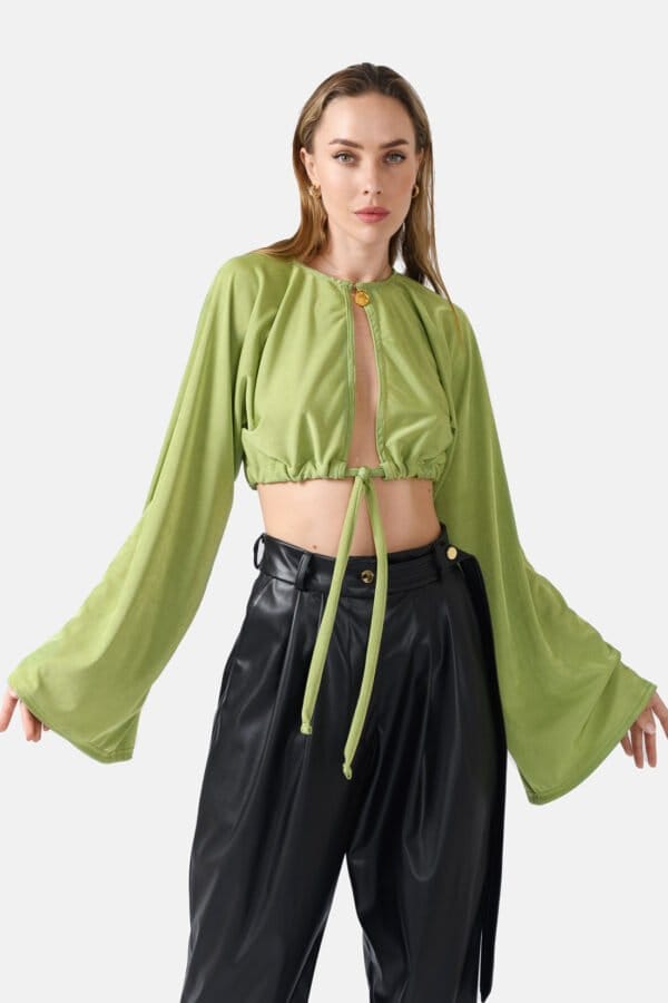 Serenity – Oversized Cropped Cardigan Green