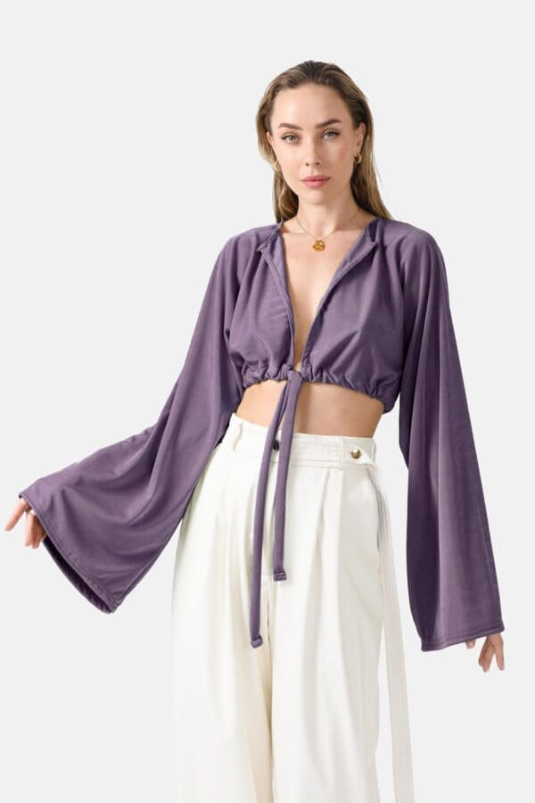 Serenity – Oversized Cropped Cardigan Purple
