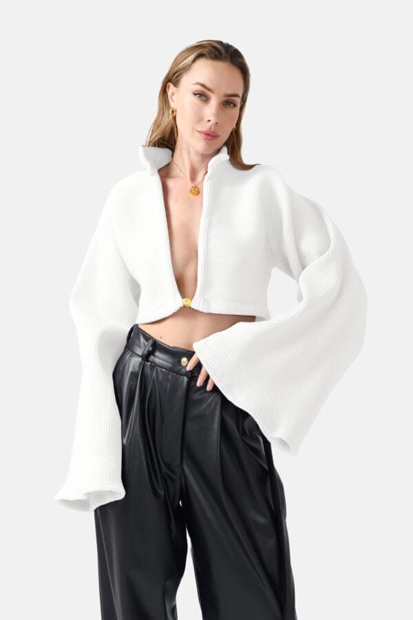 Mellea – Oversized White Jumper, Rib Knit
