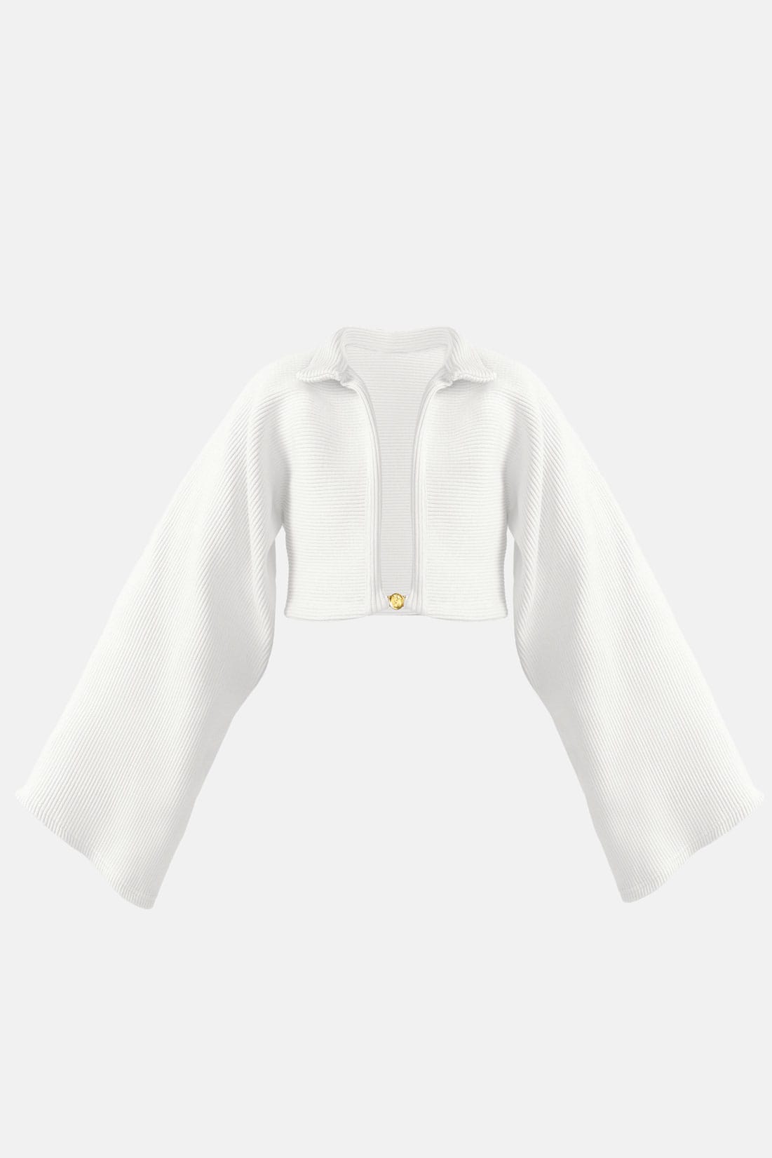White Ribbed Knit Jumper Flared Sleeves Oversized Kargede Designer Jumper GM