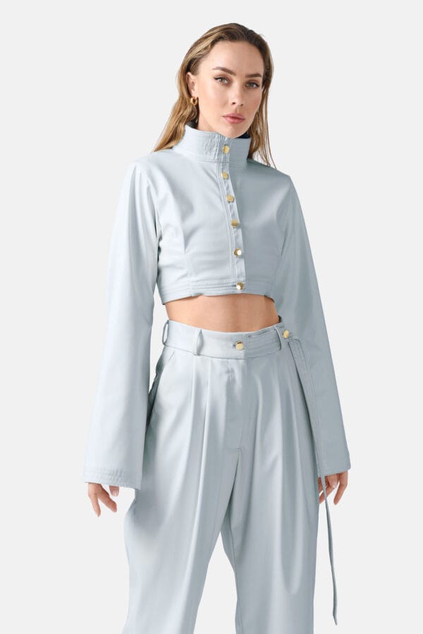 Bassline – Vegan Leather Straight-leg Pants Blue
