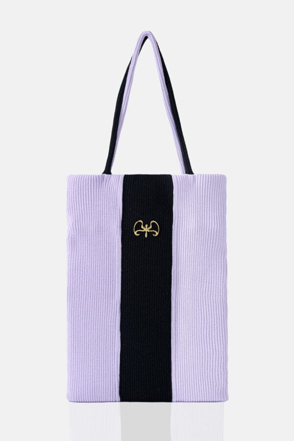 Forager – Rib Knit Tote Bag White Purple
