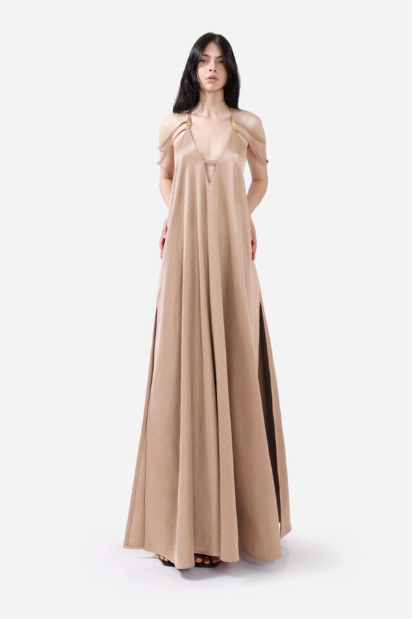 Breeze – Sky Blue Satin Maxi Dress