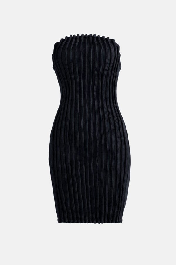 Mycel – Black Rib Knit Mini Dress