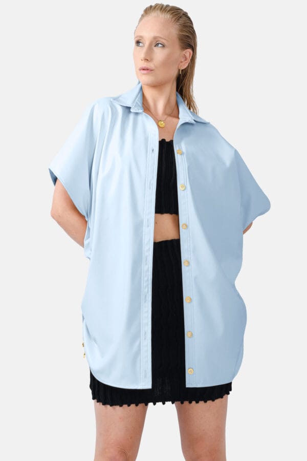 Rumour – Black Vegan Leather Oversized Shirt