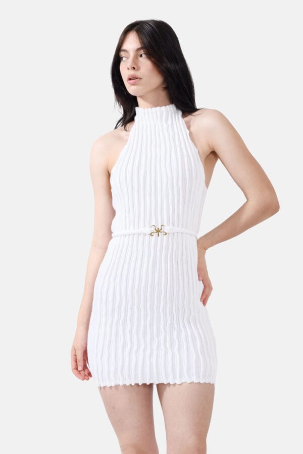 Mycel – White Rib Knit Mini Dress