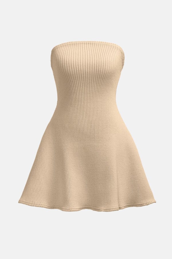 Cortina – Beige Rib Knit Mini Dress