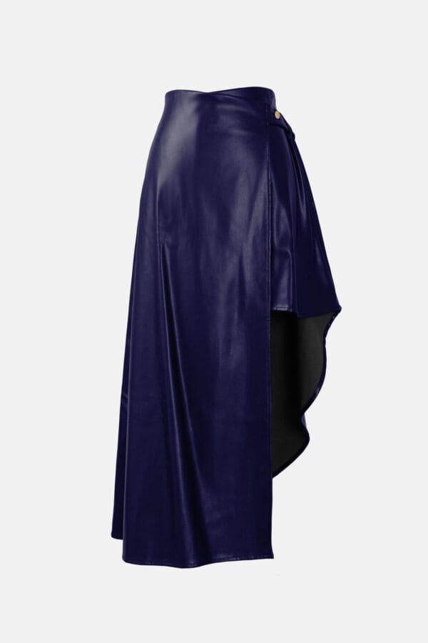 Whisper – Navy Blue High Neck Vest Top, Vegan Leather