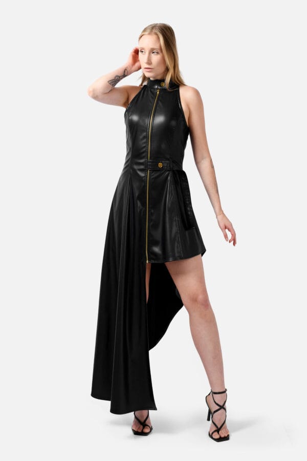 Nyx – Brown Leather Maxi Dress