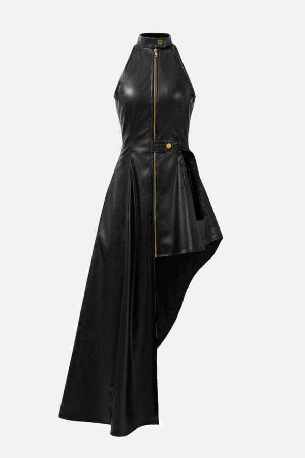 Nyx – Brown Leather Maxi Dress