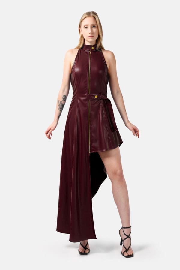 Nyx – Brown Leather Maxi Dress