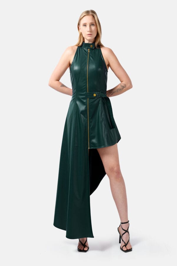 Nyx – Brown Leather Maxi Dress