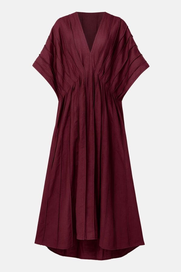 Tera – Olive Green Linen Kaftan Dress