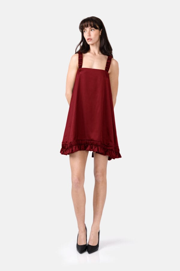 Ripple – Emerald Green Satin Slip Mini Dress