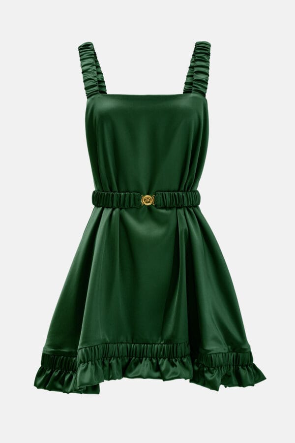 Ripple – Emerald Green Satin Slip Mini Dress
