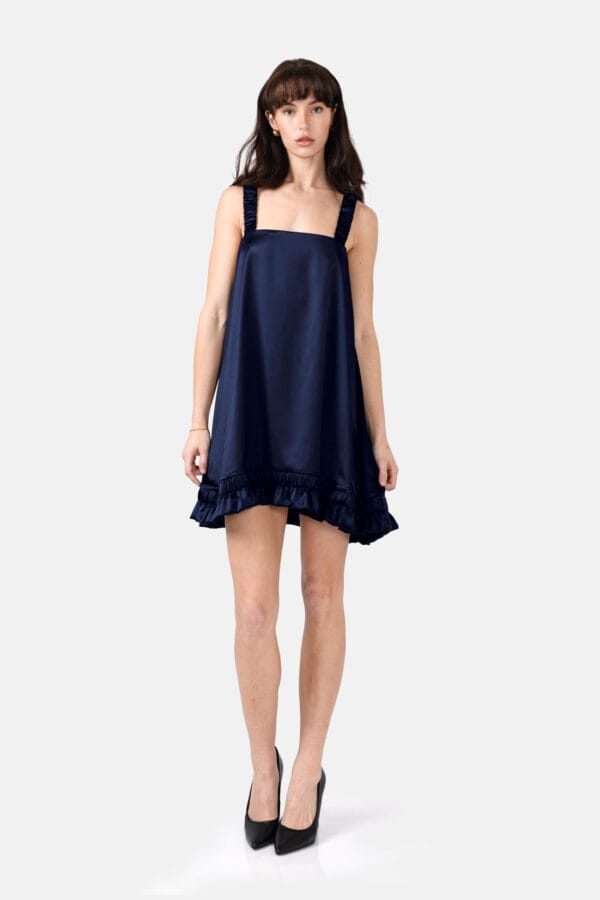 Ripple – Emerald Green Satin Slip Mini Dress