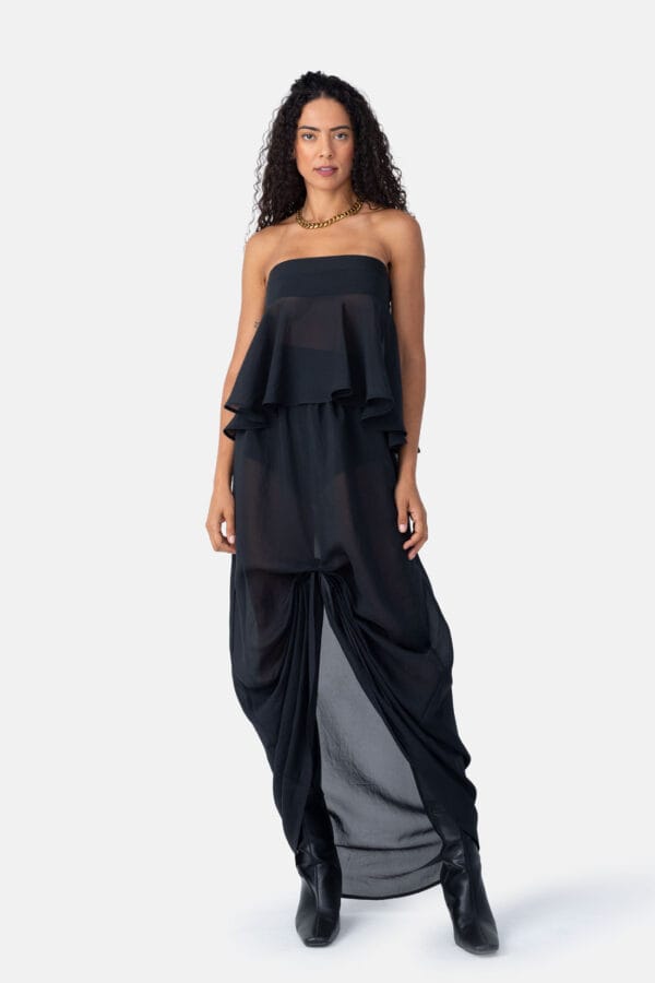 Polaris – Black Jacquard Bubble Mini Dress