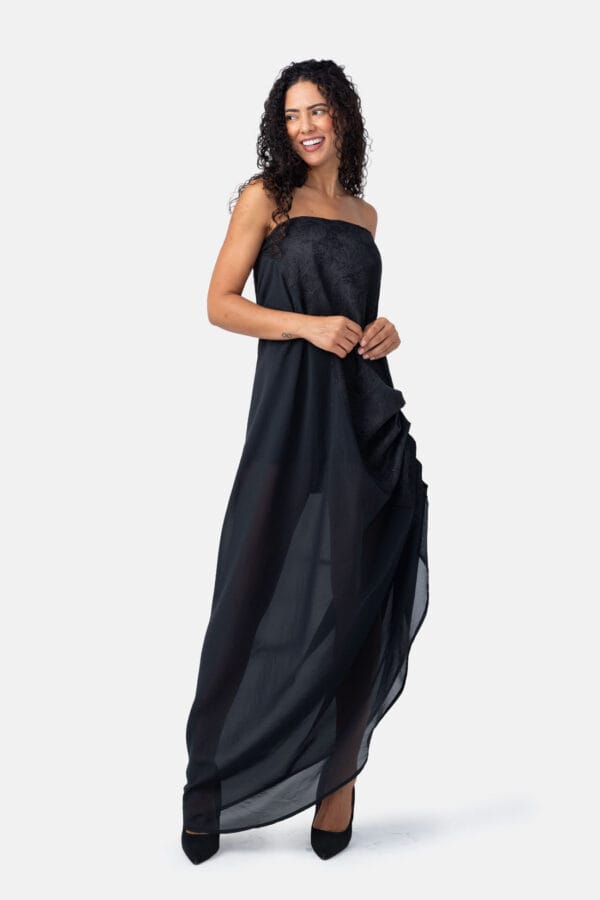 Polaris – Black Jacquard Bubble Mini Dress